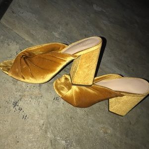 (Mustard) Velvet Heeled Slides